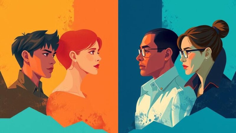 A conceptual scene depicting the generational gender gap in politics, highlighting youth activism and change.