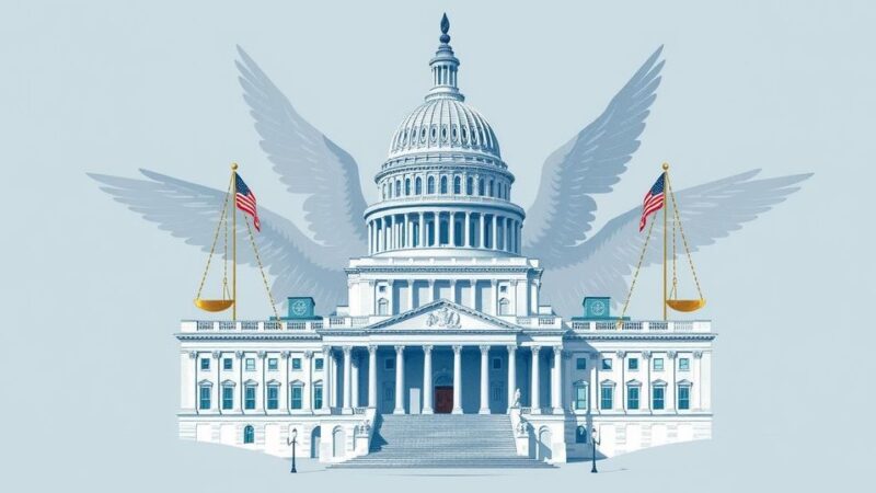 Illustration of the US Capitol building with a symbolic scale, representing political debate and spending cuts proposals.