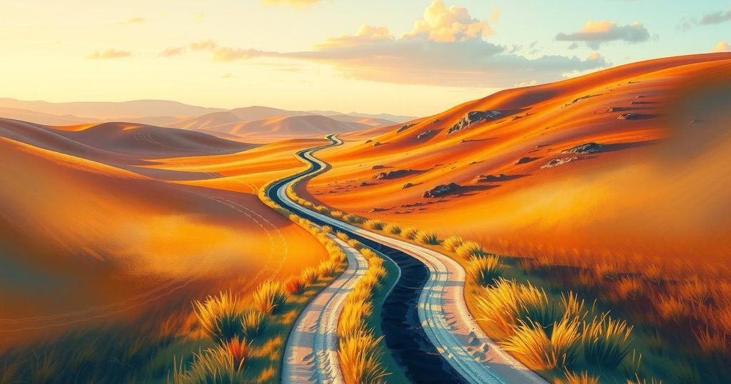 Abstract representation of two merging pathways symbolizing political unity and collaboration in Utah.
